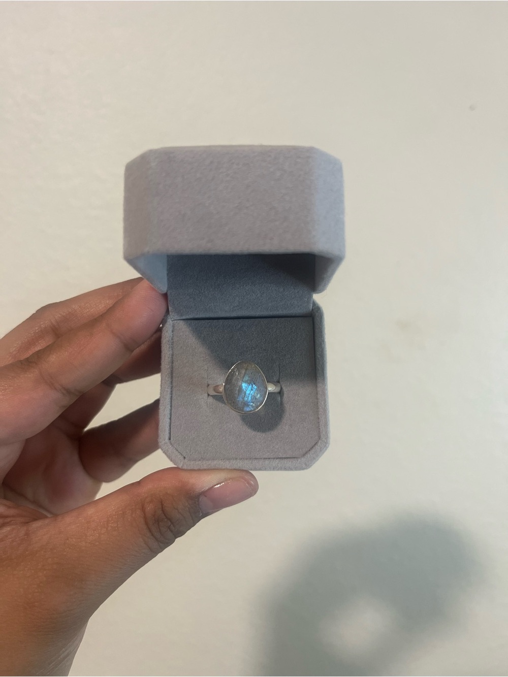 S925 Sterling Silver Faceted Labradorite Oval Ring
